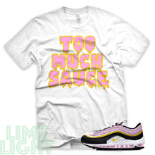 Load image into Gallery viewer, Light Arctic Pink/ Dark Sulfur &quot;Too Much Sauce&quot; Air Max 97 Sneaker T-Shirt
