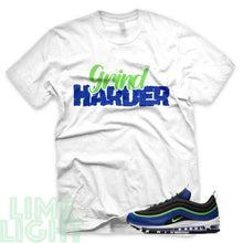 Load image into Gallery viewer, Royal Blue/ Neon Green &quot;Grind Harder&quot; Air Max 97 Sneaker T-Shirt
