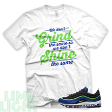 Load image into Gallery viewer, Royal Blue/ Neon Green &quot;Grind and Shine&quot; Air Max 97 Sneaker T-Shirt
