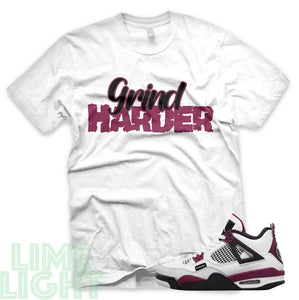 Bordeaux "Grind Harder" Air Jordan 4 White Sneaker T-Shirt