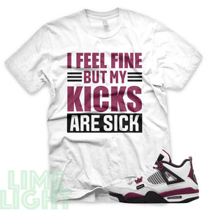 Bordeaux "Sick Kicks" Air Jordan 4 White Sneaker T-Shirt