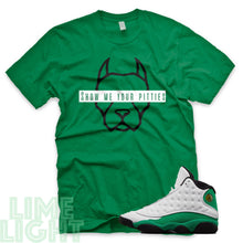 Load image into Gallery viewer, Lucky Green &quot;Show Me Your Pitties&quot; Air Jordan 13 Retro White Lucky Green Sneaker T-Shirt
