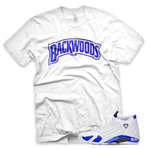 Hyper Royal "Backwoods" Air Jordan 14 White Sneaker T-Shirt