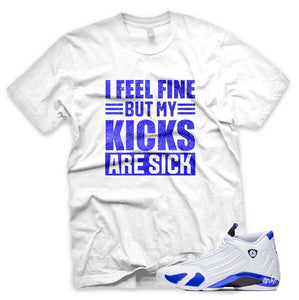 Hyper Royal "Sick Kicks" Air Jordan 14 White Sneaker T-Shirt