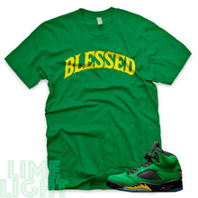 Load image into Gallery viewer, Oregon Green &quot;Blessed&quot; Air Jordan 5 Green Sneaker T-Shirt
