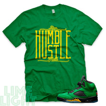 Load image into Gallery viewer, Oregon Green &quot;Stay Humble Hustle Hard&quot; Air Jordan 5 Green Sneaker T-Shirt
