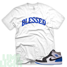 Load image into Gallery viewer, Union Hyper Royal | Game Royal Black Toe &quot;Blessed&quot; Air Jordan 1 White Sneaker T-Shirt
