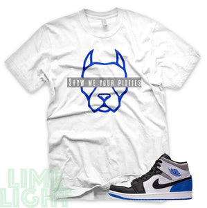 Union Hyper Royal | Game Royal Black Toe "Show Me Your Pitties" Air Jordan 1 White Sneaker T-Shirt