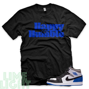 Union Hyper Royal | Game Royal Black Toe "Happy and Humble" Air Jordan 1 Black Sneaker T-Shirt