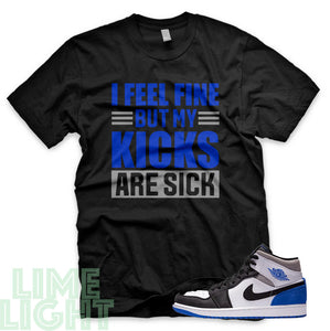 Union Hyper Royal | Game Royal Black Toe "Sick Kicks" Air Jordan 1 Black Sneaker T-Shirt