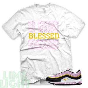 Light Arctic Pink/ Dark Sulfur "Blessed7" Air Max 97 Sneaker T-Shirt