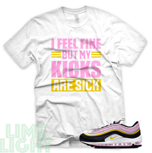 Light Arctic Pink/ Dark Sulfur "Sick Kicks" Air Max 97 Sneaker T-Shirt