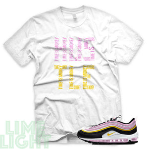 Light Arctic Pink/ Dark Sulfur "Time is Money" Air Max 97 Sneaker T-Shirt