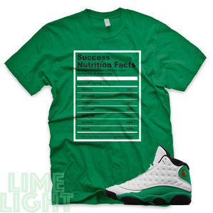 Lucky Green "Success Nutrition Facts" Air Jordan 13 Retro White Lucky Green Sneaker T-Shirt