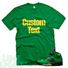Load image into Gallery viewer, Oregon Ducks &quot;CUSTOM TEXT&quot; Air Jordan 5 Green Sneaker T-Shirt
