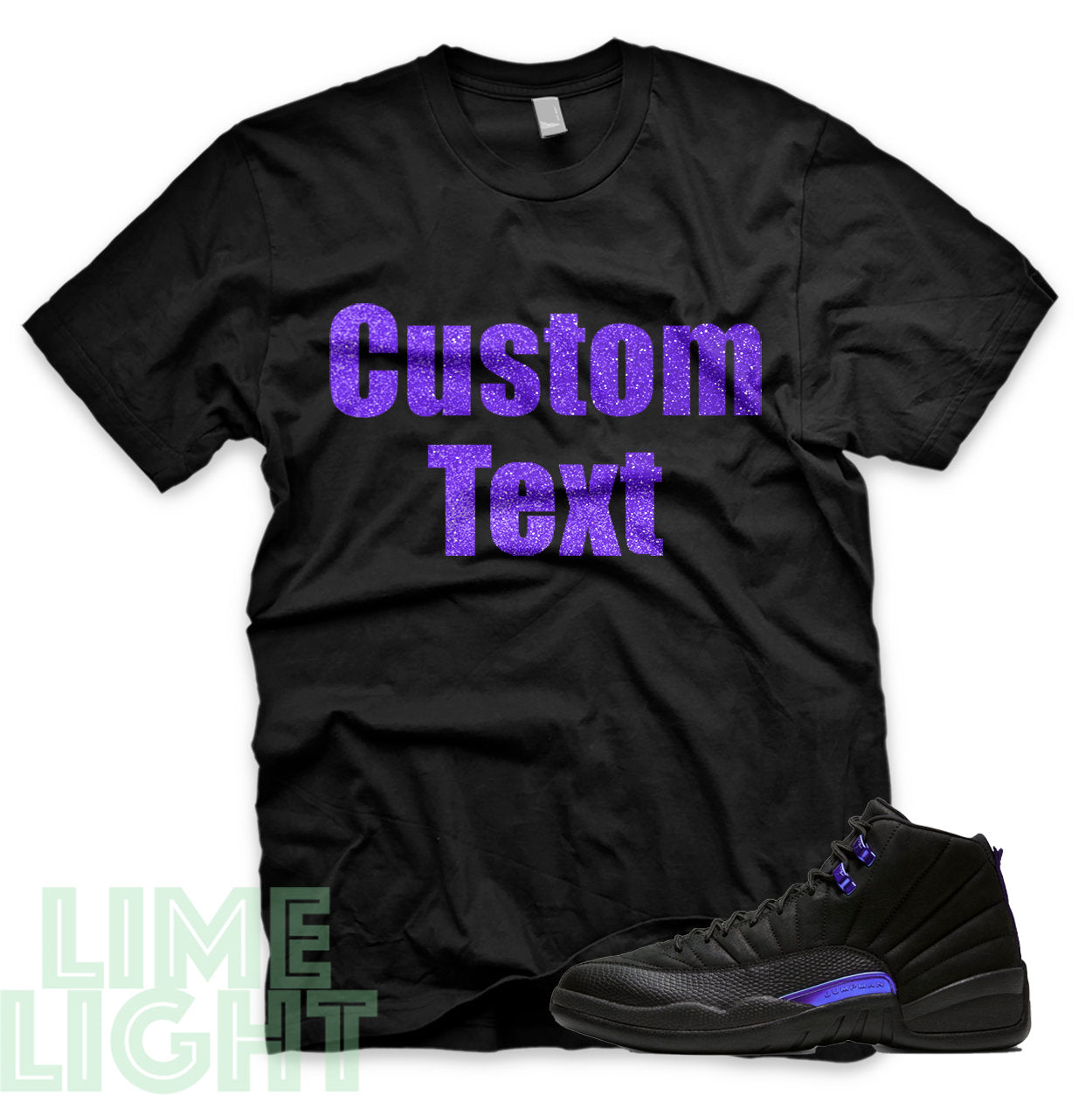 Dark Concord Custom Text Air Jordan 12 Black and White Sneaker T Shi Limelight By Nikki