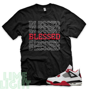 Fire Red "Blessed7" Nike Air Jordan 4s Black or White Sneaker Match T-Shirt