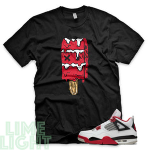 Fire Red "Popsicle" Nike Air Jordan 4s Black or White Sneaker Match T-Shirt