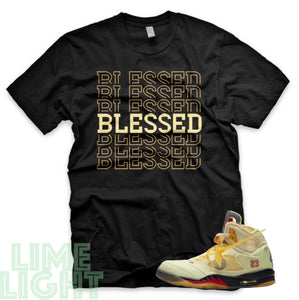 Sail "Blessed7" Nike Air Jordan 5s Black or White Sneaker Match T-Shirt