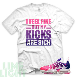 Pink Blast/Concord "Sick Kicks" Vapormax Plus Black or White Sneaker T-Shirt