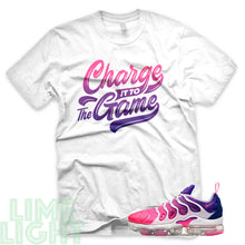 Load image into Gallery viewer, Pink Blast/Concord &quot;Charge It To The Game&quot; Vapormax Plus Black or White Sneaker T-Shirt
