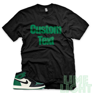 Pine Green "CUSTOM TEXT" Air Jordan Black or White Sneaker T-Shirt