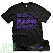 Load image into Gallery viewer, Dark Concord &quot;Blessed7&quot; Air Jordan 12 Black and White Sneaker T-Shirt
