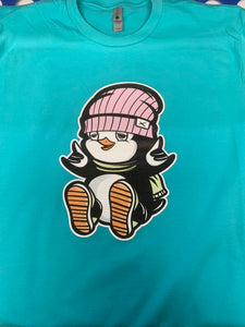 Teal/ Pink/ Barely Volt "PENGUIN" Vapor Max Plus Teal Sneaker T-Shirt