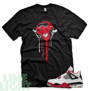 Fire Red "Drip WRLD" Nike Air Jordan 4s Black or White Sneaker Match T-Shirt
